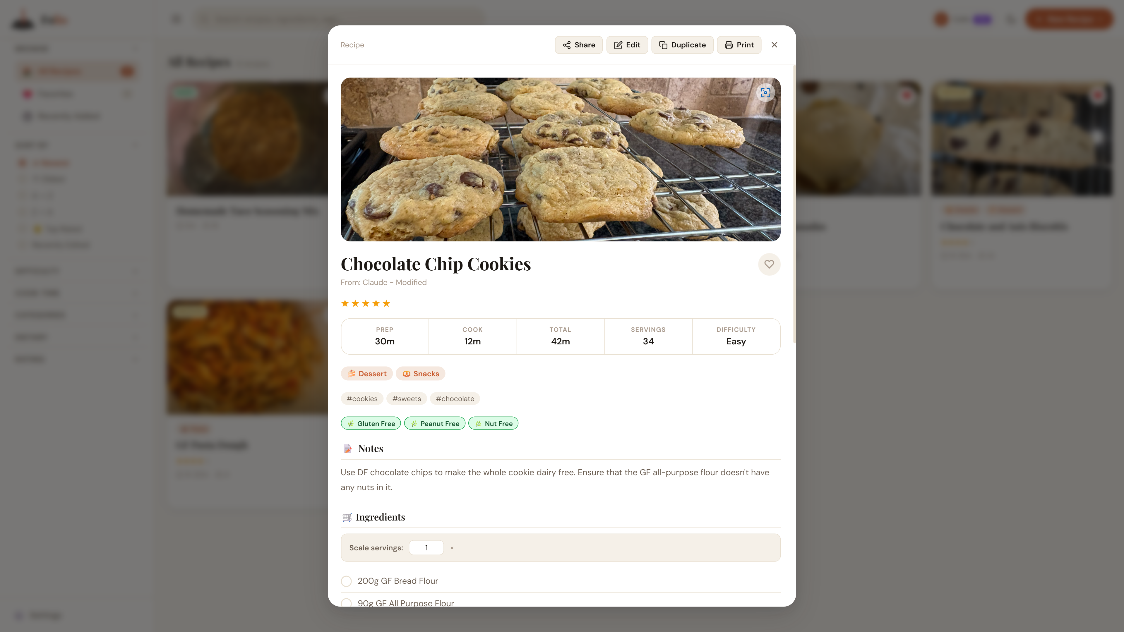 Folio recipe management app